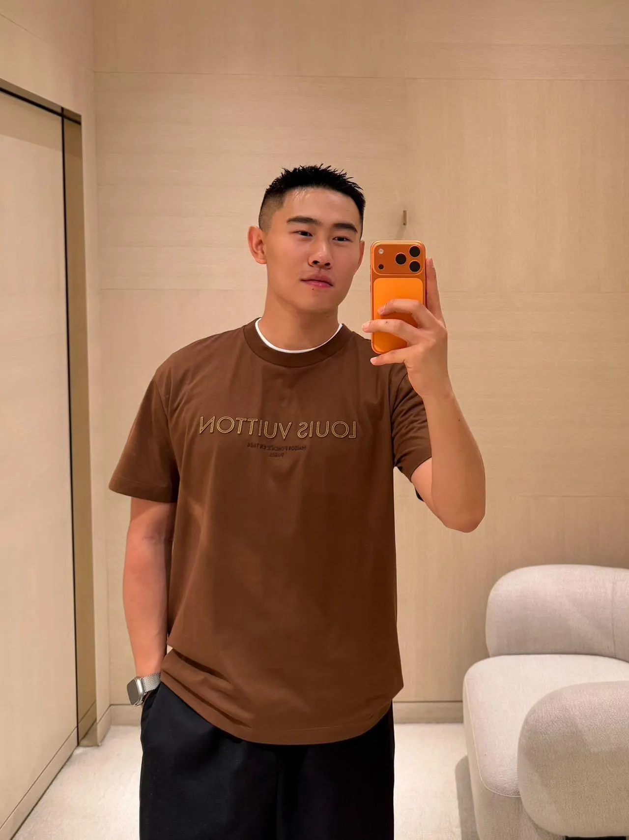Louis Vuitton/Louis Vuitton laser patch embroidered logo short sleeve